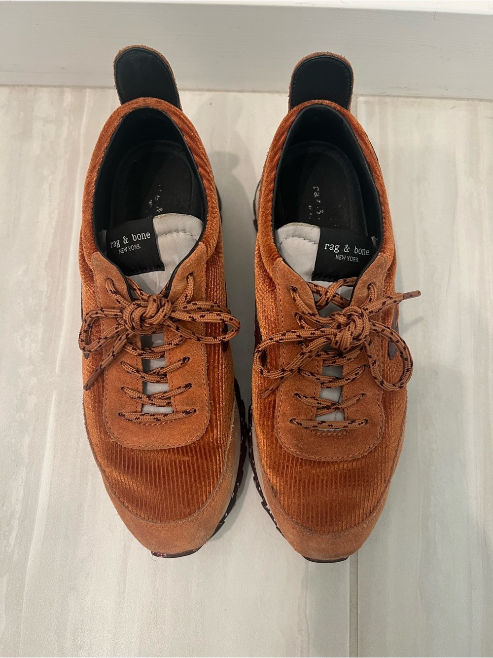 rag & bone Women's Brown Corduroy Lace-Up Sneakers - Picture 3 of 8